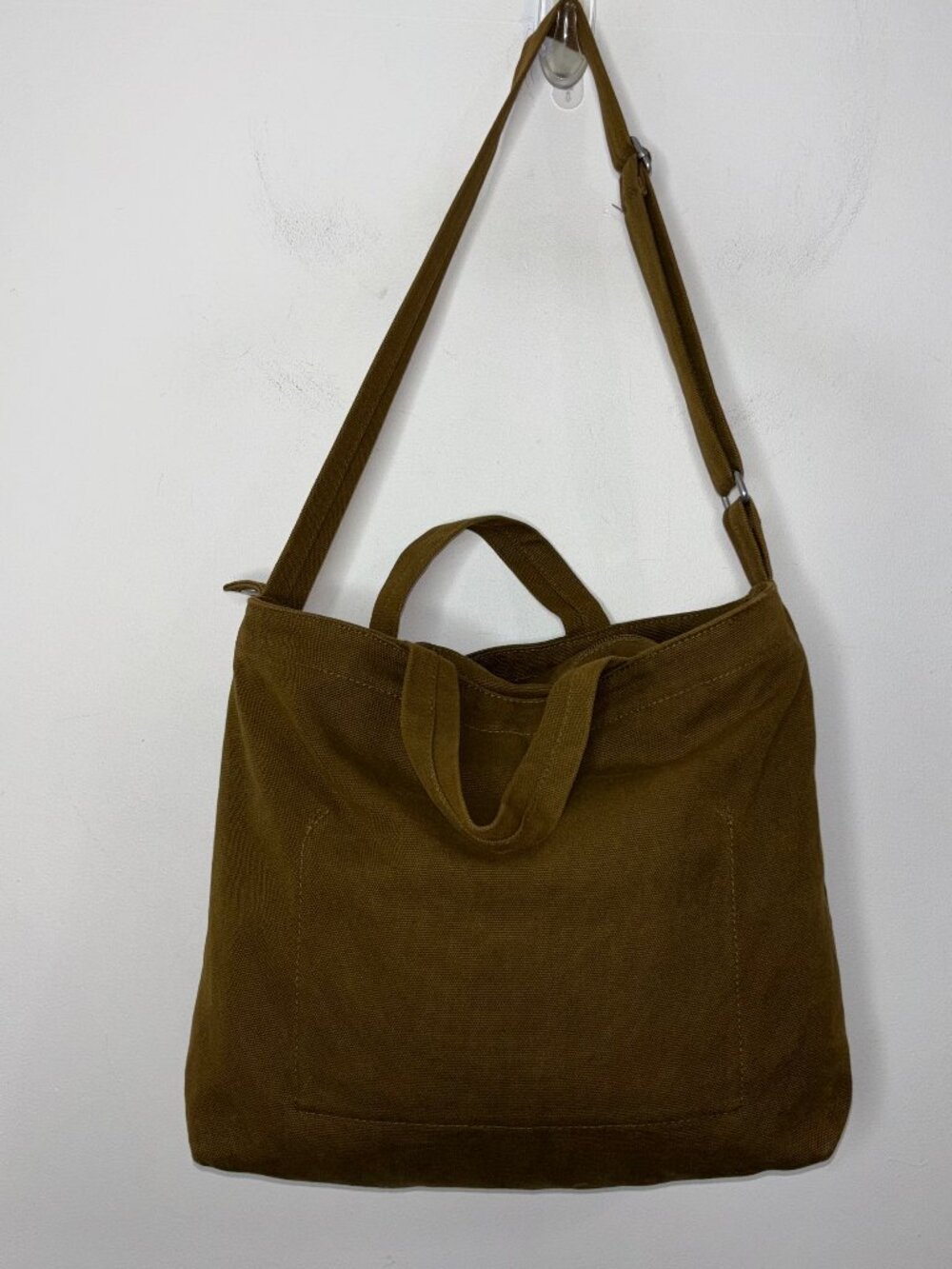Baggu Horizontal Cotton Canvas Zip Duck Bag Green Brown